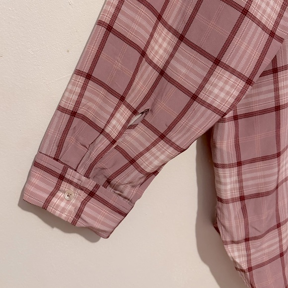 Aritzia Silk Plaid Buttondown - Picture 5 of 7